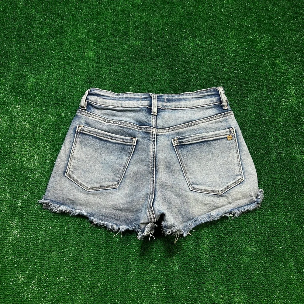 Disclosure Jean Shorts Distressed Raw Hem y2k Aesthetic Blue Denim Size 7/28